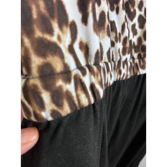 Eldridge Jumpsuit Women XL Black Animal Print Jogger Safari Neutral Mob Wife 80s - Picture 3 of 11